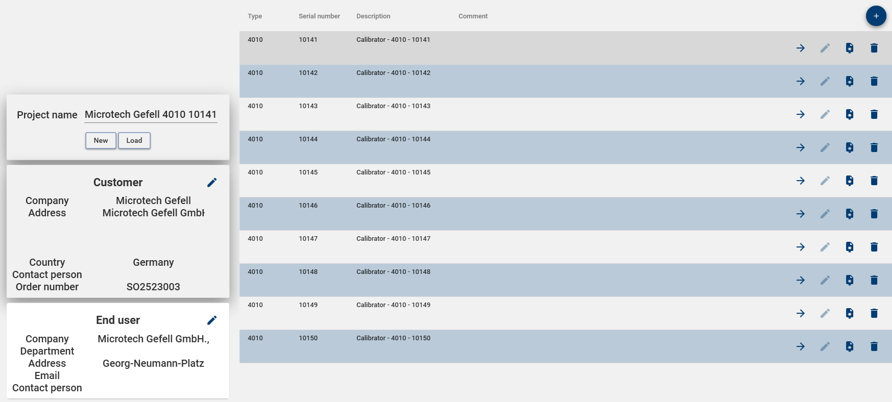 Project Handle Performing calibrations > Working with Projects