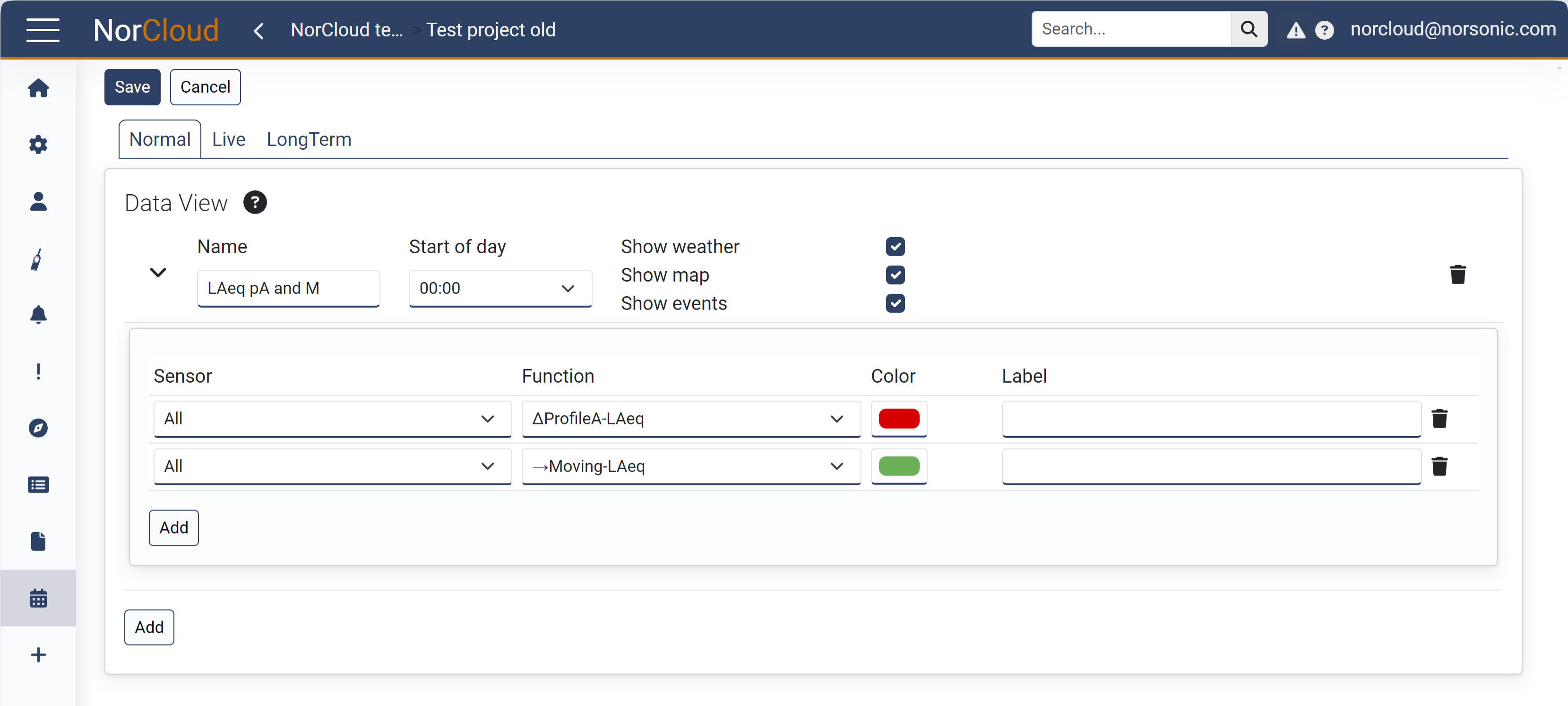 Data view setup