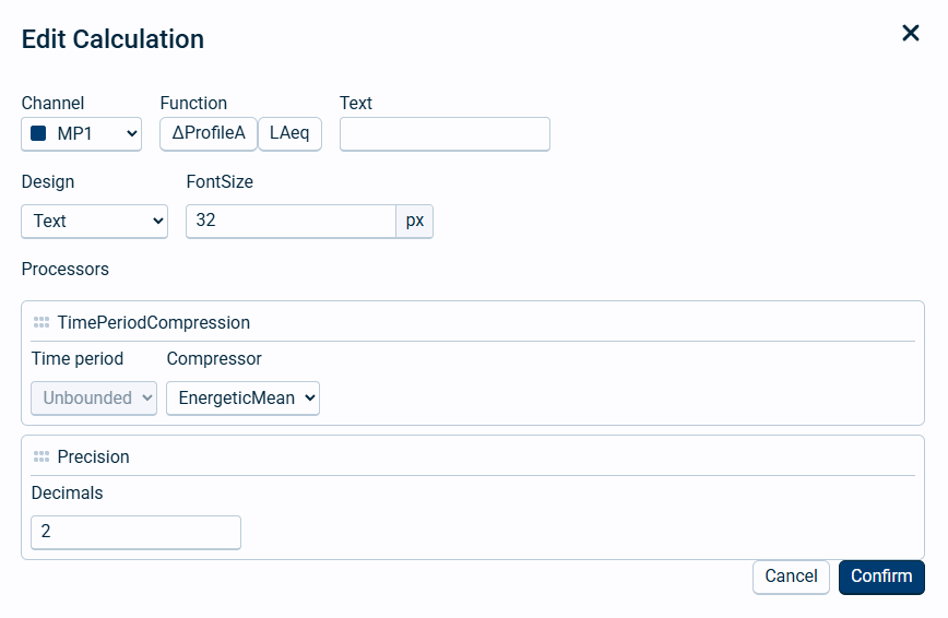 Edit calculation window Edit calculation window