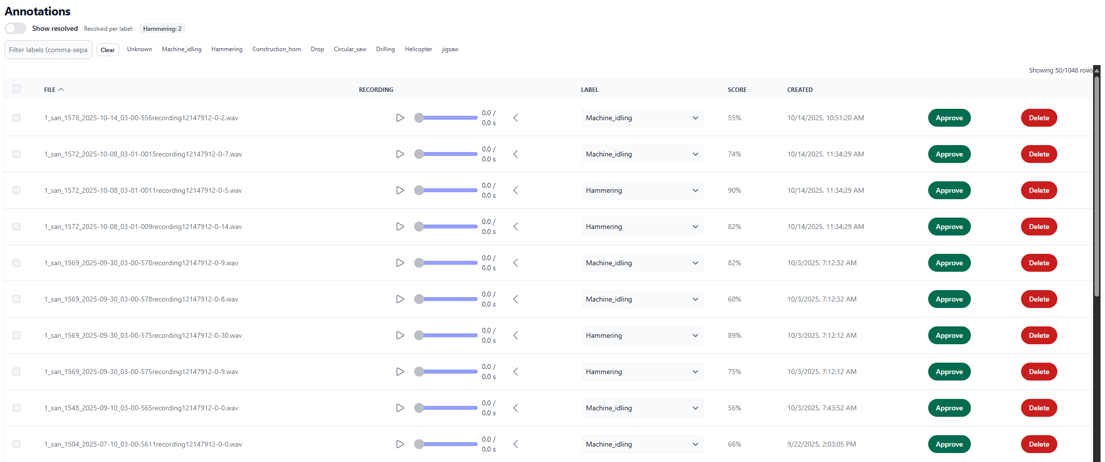 NoiseTag-annotation-list