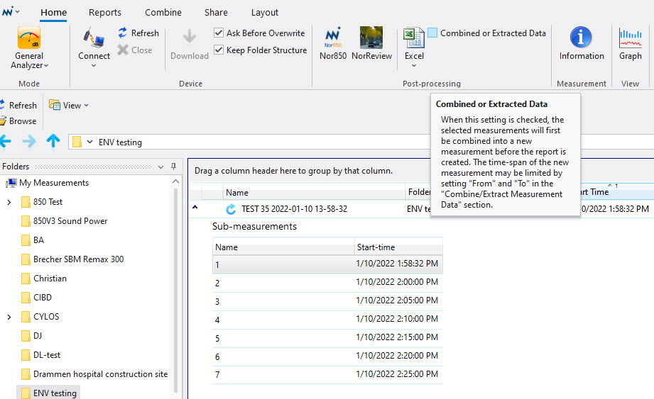 Combined measurements